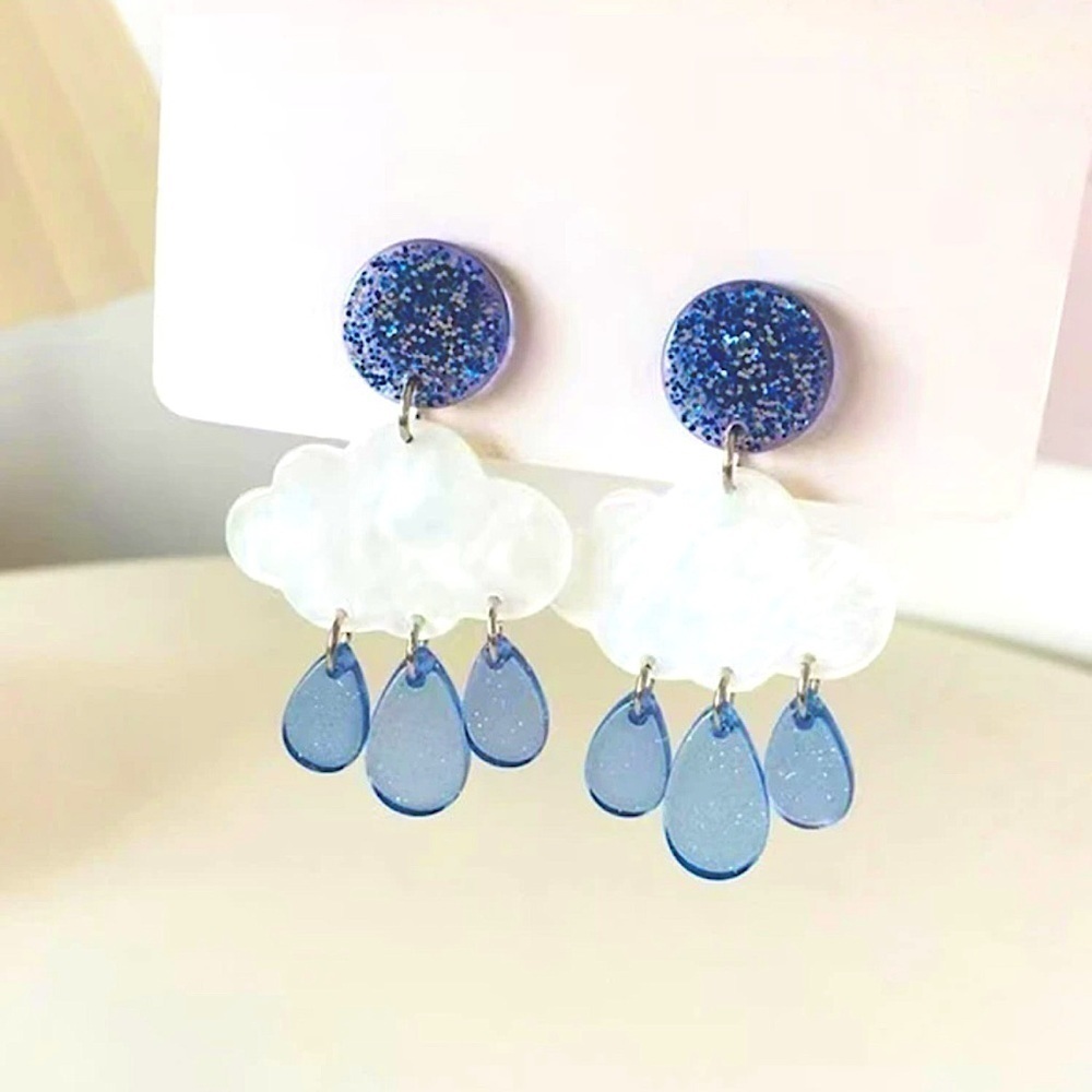 CLOUD RAINDROP STUD EARRINGS​​​